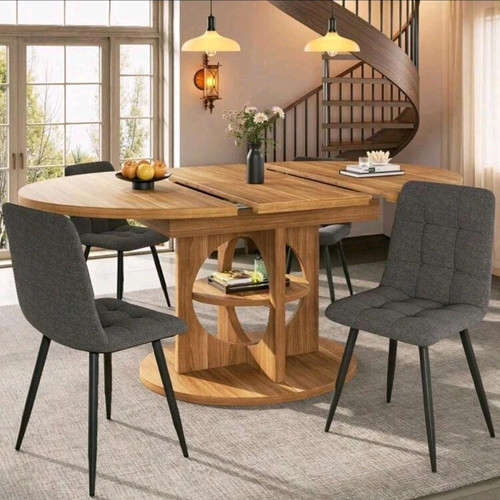 Extendable round dining - dining, table
