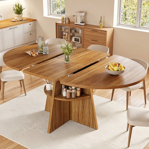 Extendable round dining table - round,
