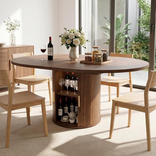 Extendable round dining table - round,