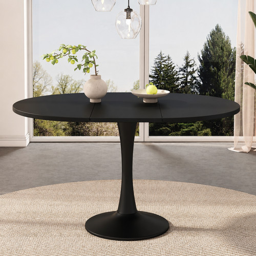 Black modern extendable dining - extendable,