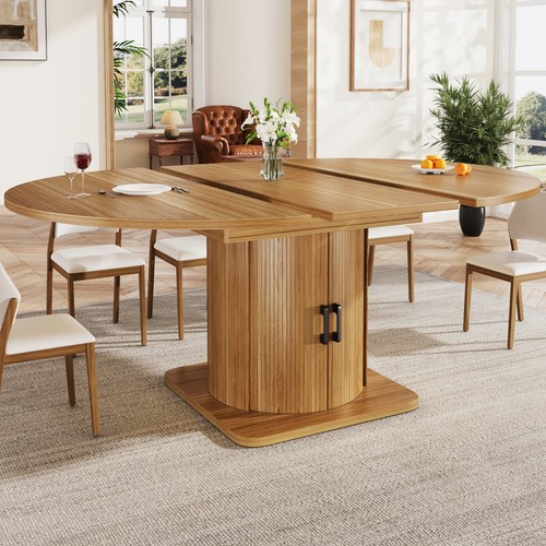 Round extendable dining table - dining,