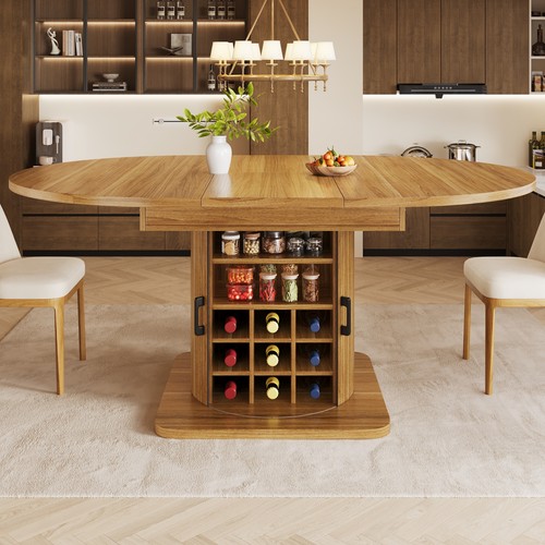 Round extendable dining table - extendable,