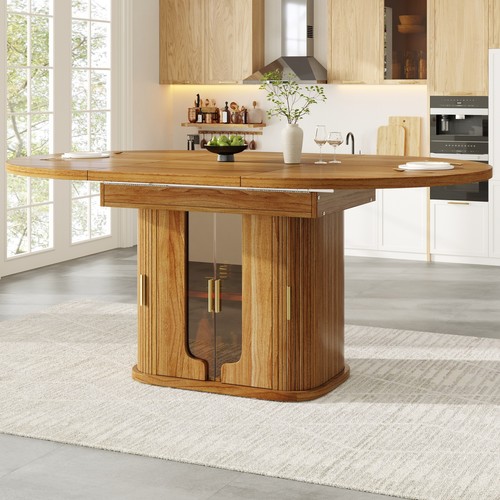 Extendable round dining table - round,