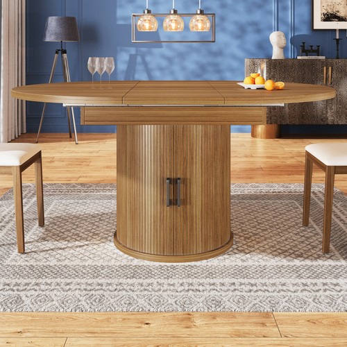Round extendable dining - dining, table