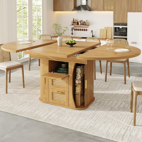 Round extendable dining table - round,