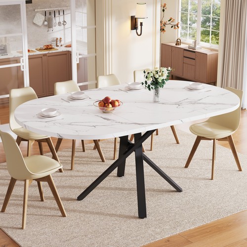 Round extendable dining table - extendable,