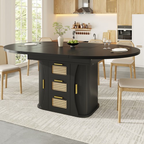 Round extendable dining table - round,