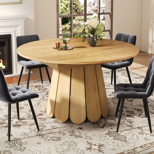 Round extendable dining table - round,