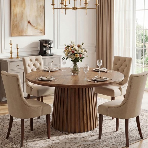 Round solid wood dining - round,