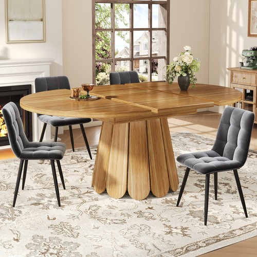 Extendable round dining table - round,