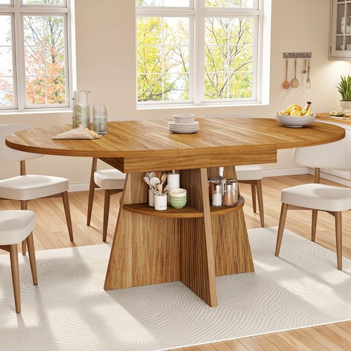 Extendable round dining table - round,